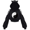 Top Woman Clothing Kawaii Hoodies Crop Top Spring Autumn Clothes Bandage Hollow Long Sleeve Tees Sexy Club y2k Streetwear