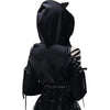 Top Woman Clothing Kawaii Hoodies Crop Top Spring Autumn Clothes Bandage Hollow Long Sleeve Tees Sexy Club y2k Streetwear