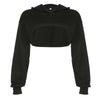 CIBBAR Loose Long Sleeve Cropped Hoodies Solid Casual Sweatshirt Smock Women Streetwear Y2k Autumn Fashion Clothing Harajuku 90s