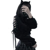 Top Woman Clothing Kawaii Hoodies Crop Top Spring Autumn Clothes Bandage Hollow Long Sleeve Tees Sexy Club y2k Streetwear